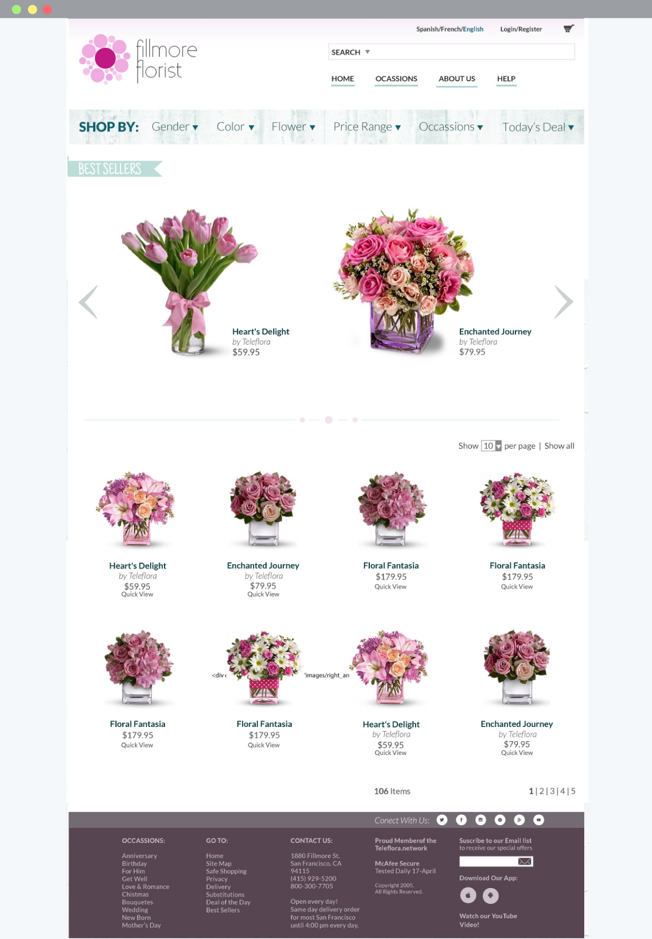 Fillmore Florist catalog page