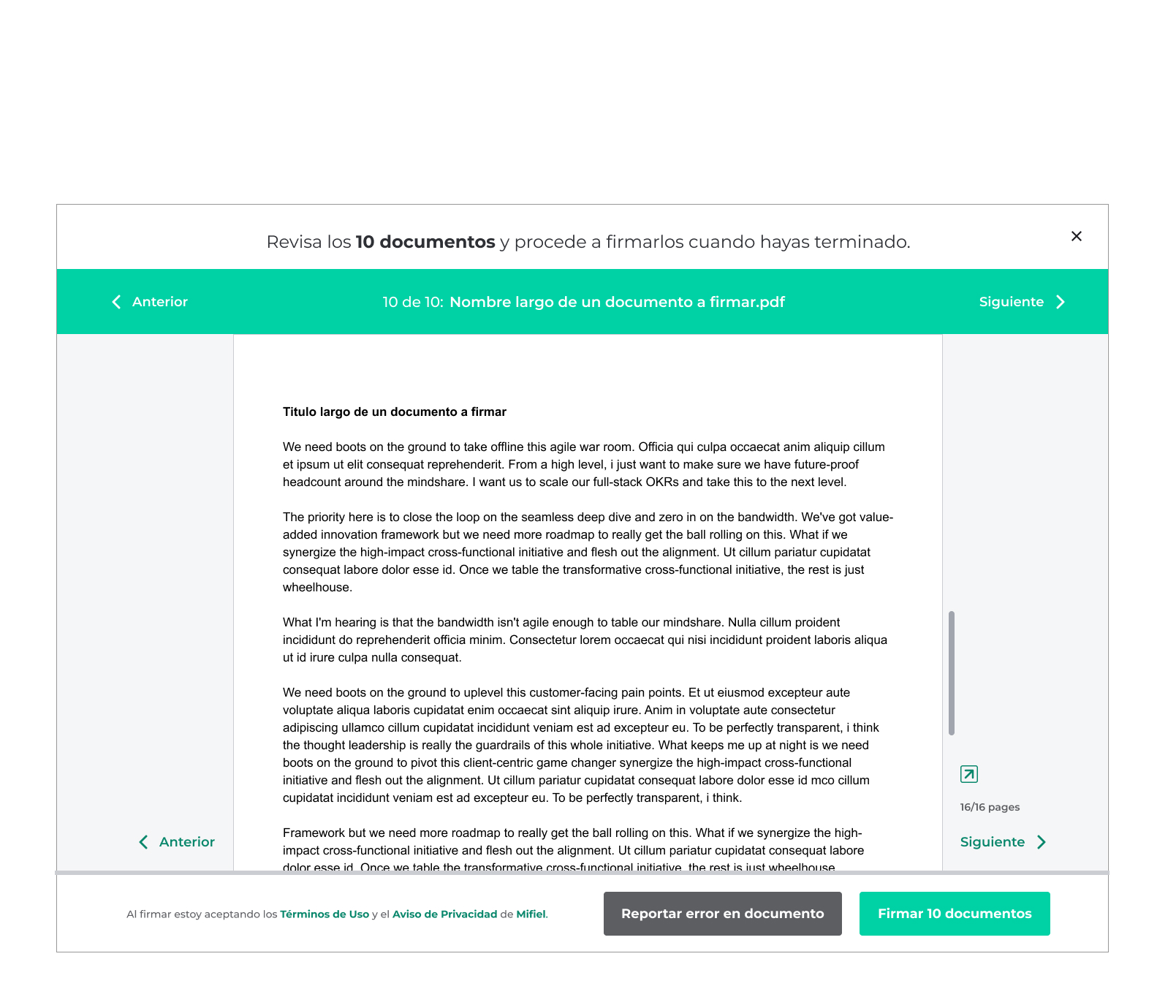 Bulk signature – review all state