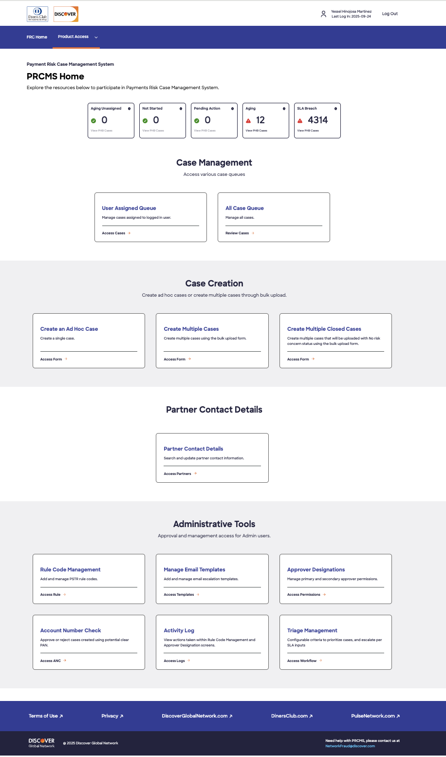 Original PRCMS homepage